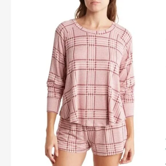 Honeydew Intimates Other - 2/$30 Honeydew Gingham Plaid Long Sleeve Lounge Shirt Rose Burgundy S A0498 TRB3